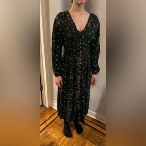 Floral Green Long Sleeve Dress